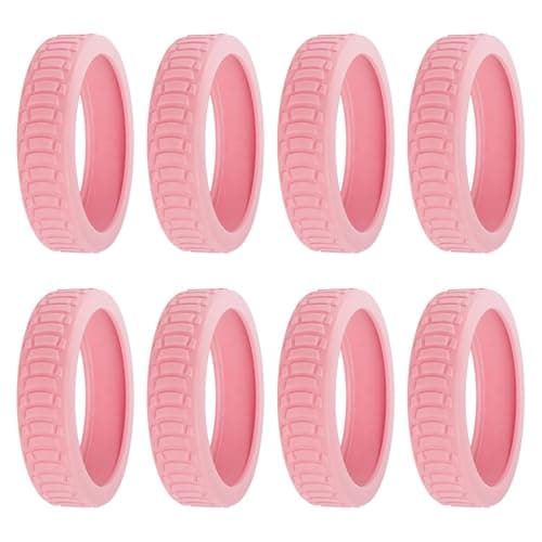 YMWALK 8 Pack Silicone Luggage Wheel Covers, Durable Anti-Scratch Travel Suitcase Wheel Protectors, Portable 2 Inch Luggage Spinner Wheel Covers Mute for Most Caster Wheels (Pink)