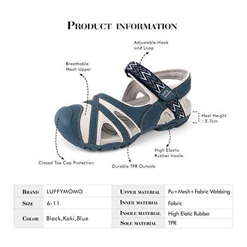 HEVA Womens Hiking Sandals Closed Toe Athletic Walking Shoes,5UK, Blue — view 6