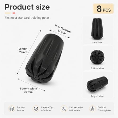 ApexPine 8 Pcs TPR Trekking Pole Rubber Tips for Hiking Walking Poles — view 2