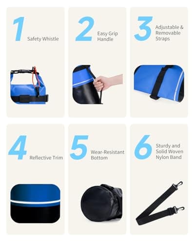 ECOHUB Waterproof Dry Bag with Waterproof Phone Case, 20L Roll Top Lightweight Dry Backpack with Long Adjustable Shoulder Strap for Kayaking Hiking Canoeing Floating Rafting Swimming, Dark Blue — view 5