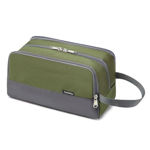Yeiotsy Boys Toiletry Bag, Kids Travel Wash Bag, Compact Water-Resistant Organiser with Mesh Pockets for Gym, Camping, Hiking (Army Green)