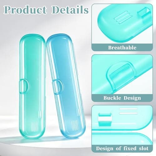 Exclaith 2Pcs Toothbrush Holder Travel, Breathable Tongue Scraper Case — view 3