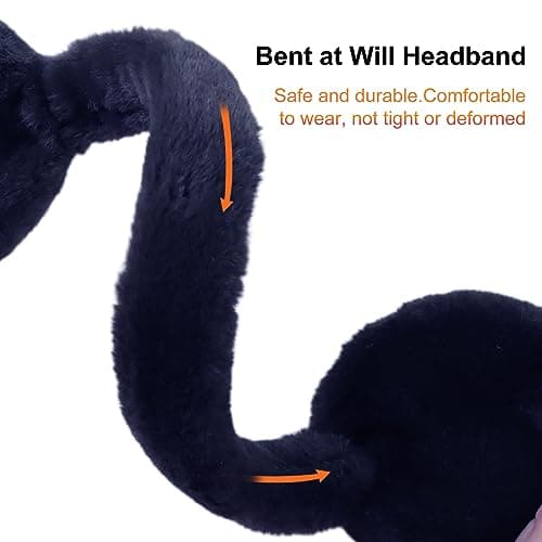 XIAOHAWANG Fluffy Ear Muff for Women Plush Foldable Earmuffs Kids Winter Earmuffs Girls Boys Cold Weather Ear Warmer (Navy) — view 2