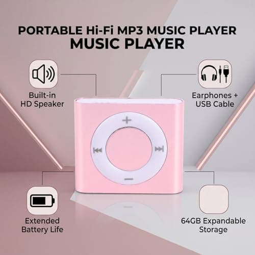 Generic MP3 Player Portable Aluminum Alloy Music Player with HiFi Sound for Students and Kids Compact Size (Rose Gold) — view 5