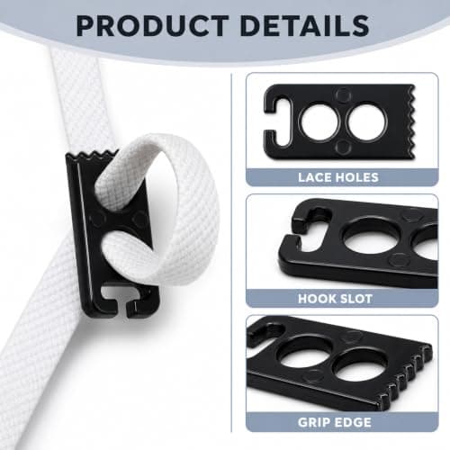 Shentu 8 Pack Slip On No Tie Shoe Laces, Lazy Shoelace Buckle Fasteners, Quick Closure Locks for Sneakers & Casual Shoes, Heavy Duty Elastic Cord Stoppers, Black — view 3