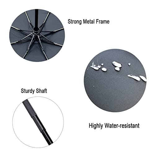 NPCQUN Travel Essentials Umbrella Windproof Compact Collapsible Light, Automatic, Strong and Portable, Wind Resistant, Folding Small Umbrella for Rain, Brown, 8 Ribs & 42 INCH, Compact — view 6