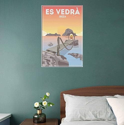 WEYUE Canvas Prints Es Vedra Ibiza Sunset Girl Vintage Travel Poster Decorative Paintings Painting Room Decor Art Mural Unframed 30x45cm — view 4