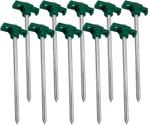 1Above Heavy Duty Storm Tent Pegs 10pk | Super Sharp Tips | Galvanized Steel Rust Proof | 25x2.4cm | Ideal for Tents, Gazebos & Awnings