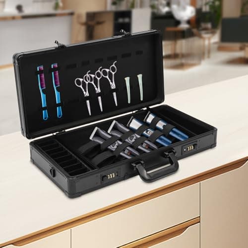 Rectangular Barber Tools Bag Salon Styling Clipper Combs Scissors Storage Carry Travel Case,Hairdresser Organizer Bag Travel Case,Hairstylist Supplies & Grooming Kits,Double Combination Lock Design,El — view 3