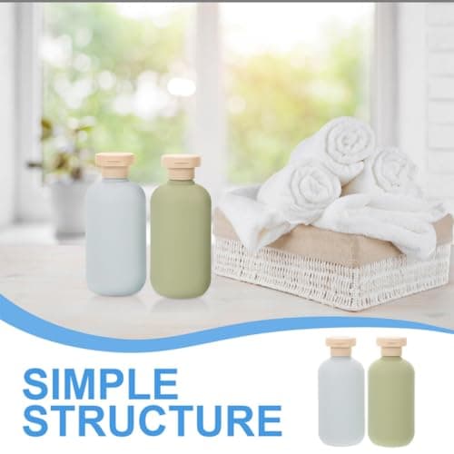 COMNESTBI 2pcs Refillable 300ml PE Flip Cap Shampoo and Conditioner Bottles — view 3