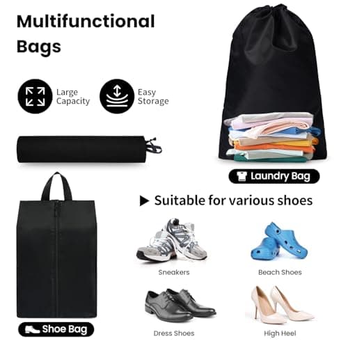 Prezon Packing Cubes for Suitcase 8 Set, Lightweight Luggage Packing Organizers Packing Cubes for Travel Accessories - Black — view 6
