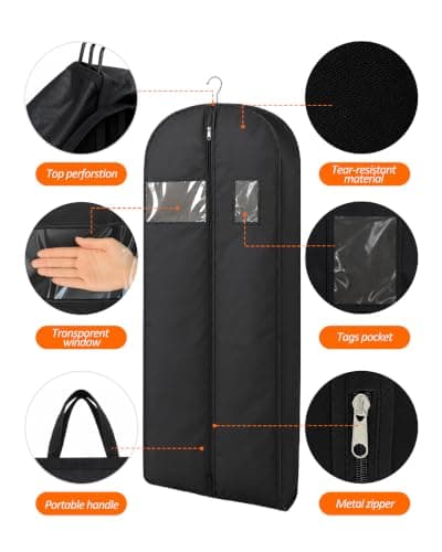 2 Pack Dress Bags Covers Long 55''(140cm), Travel Suit Covers with Handle — view 4