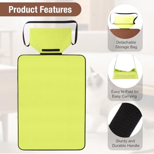 BREEZENEST Foldable Waterproof Pet Blanket 100x70cm Reversible Dog Cat Mat with Storage Bag, Portable Washable Pet Bed for Indoor Outdoor Camping Travel Car Sofa Floor Protection Green — view 5