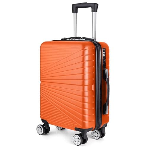 Eco-Lux Essentials Hardside Hand Luggage Carry On Suitcase, ABS Hardshell Cabin Bag with 4 Spinner Wheels, 50 x 32 x 20 cm, Travel Sentry Integrated TSA Approved Lock (Burnt Orange)