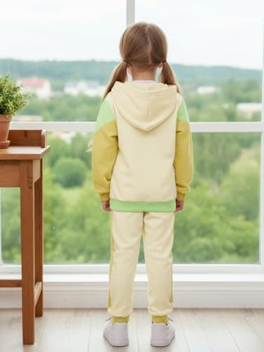 Valcatch Kids Girls Colour Block Tracksuit, 2-Beige, 3-4 Years — view 4