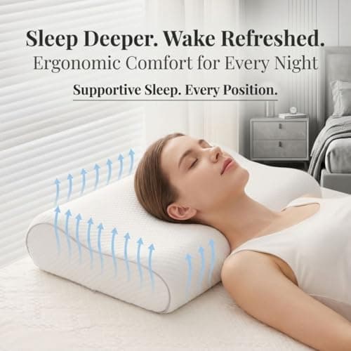 Memory Foam Pillow Pack-10 | Premium Pillows for Neck and Shoulder Pain – Deep Sleep Orthopedic Pillow 30x50 Cm, Contoured Side Sleeper Pillow, Cervical Neck Support Pillow for Back & Stomach Sleepers — view 2
