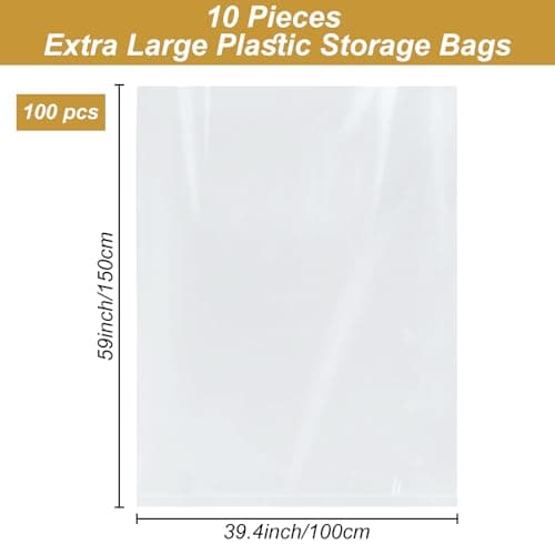 Rainmae 10 Pack 32x48 inches Large Clear Plastic Bag Giant Storage Bags Dustproof,Moistureproof for Luggage,Suitcase, Furniture,Comforter,Chair, Kids Bike,Plush Toys and More (80x120 cm,Flat) — view 2
