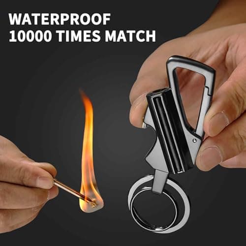 Permanent Match Infinity Lighter with Multitool Keychain, 3 in 1 Keychain Lighter, Metal Unlimited Waterproof Matches, Bottle Opener, Men Gifts (Gold) — view 4