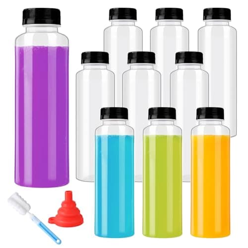 YBCPACK 10 Pack 500ml PP Heat-Resistant Plastic Juice Bottles With Cap