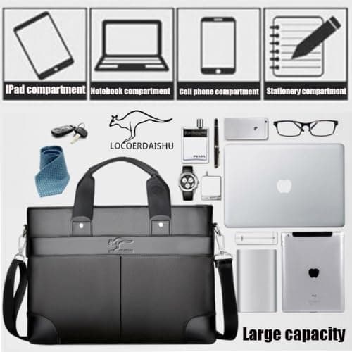 LOCOERDAISHU 15 Inch Laptop Briefcase Messenger Bag for Men Women, Waterproof Laptop Shoulder Bag, Business Laptop Crossbody Daypack for Office Work Travel Outdoor (Black) — view 5