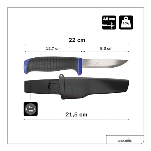 Hultafors Craftsman's knife RFR GH I All-purpose knife with non-slip Santoprene® handle and German high-grade stainless steel blade I Including holster and holder for working trousers I 380260 — view 2