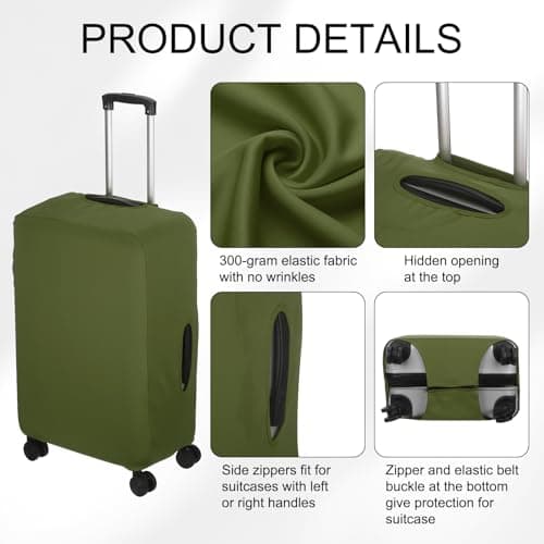 sourcing map Travel Luggage Cover, Washable Suitcase Covers for Luggage Anti-scratch Suitcase Protector Elastic Baggage Protective, Fits 26-28 Inch Suit Case, Army Green — view 3