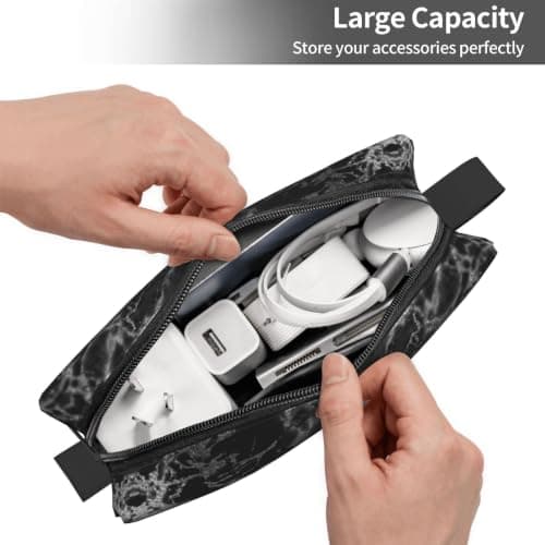 Meymuise Makeup Bag, Black Silver Graphite Gray Marble — view 5