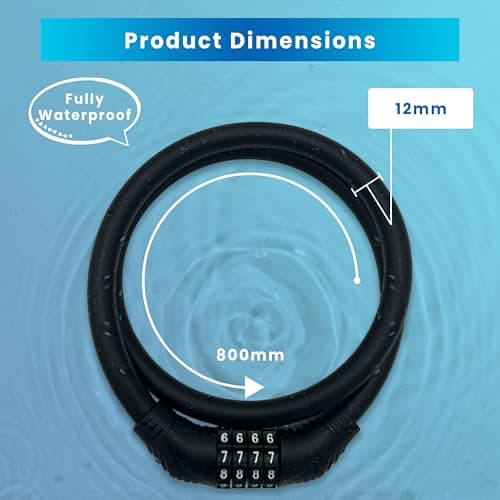 TIJAR Combination Bike Lock Cable, Heavy-Duty 4-Digit Resettable Code Lock | Anti-Theft Security with Alloy Core & Scratch-Proof Soft Plastic Cover | Water Proof Coating, Ideal for Bicycles & Gates — view 4