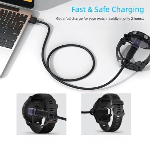 2-Pack Universal USB-C to Garmin Watch Charger Adapter, Type C Connector Replacement Fast Charging Docks Portable Charger Cable with Anti-Loss Lanyard Compatible for Garmin Smart Watch (Silver) — view 5