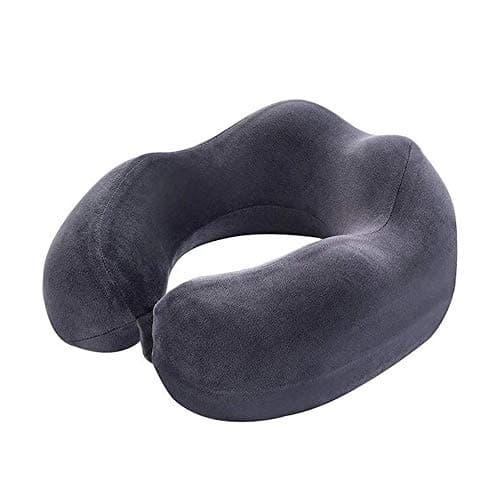 Adwnjsw Travel Neck Pillow Sleep Kit - 100% Memory Foam Travel Pillow, Car Airplane Travel Pillow Neck Pillow Nap Lunch Break Student Memory Foam U-shaped Pillow (Color : Black) (Gray)