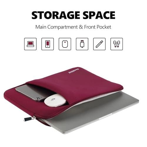 BAAGOAZ Laptop Case 14 Inch Protective Sleeve with Front Pocket, Red — view 2