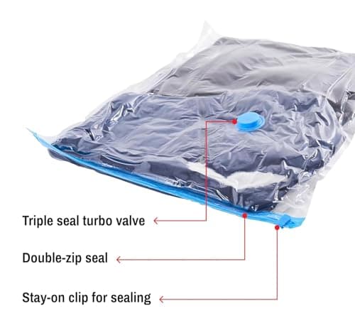 Vacuum Storage Bags - 3 Pack 100X130CM Extra Large Strong Space Saver Compression Bags, Reusable Vacuum Storage Bags Storage Space for Duvets, Bedding, Quilts, Pillows — view 3