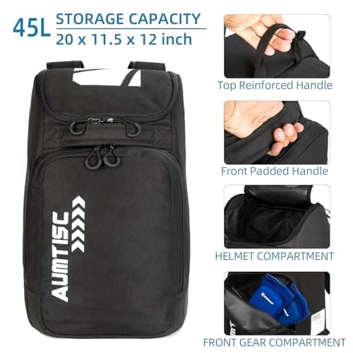 AUMTISC Ski Boot Backpack Boot Bag Ski Backpack for Boots Helmet Boot Helmet Goggles Gloves Ski Equipment — view 6