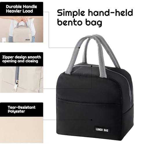 SUOXU Insulated Lunch Bag for Men Women Kids Cool Bag- Reusable Thermal Food Bag Ice Pack with Leak-Proof Liner, Cooler Tote for Work, School, Picnic & Travel (5L-Black) — view 2