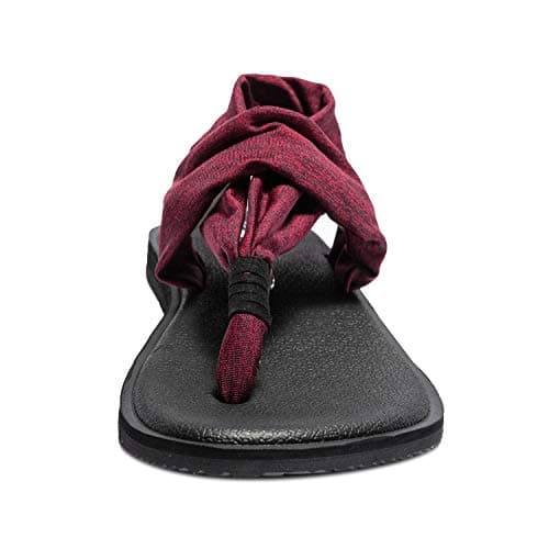 Ranberone Women's Yoga Mat Flip Flops Casual Flat Summer Beach Sandals, A Burgundy, 7 UK — view 3