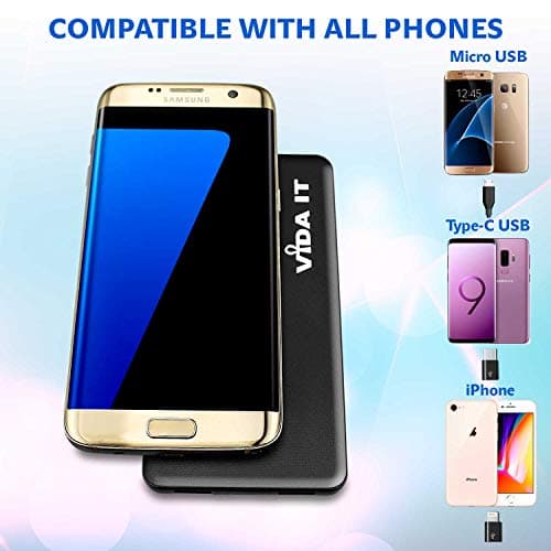 Vida IT V506 Slim Power Bank for Heated Vest Jacket Gilet Scarf 2.1A 5V USB Battery Pack Fast Charge Portable Travel Charger for Mobile Phone Tablet PC Flight Watch USB-C with 3-Ports Output (Black) — view 5