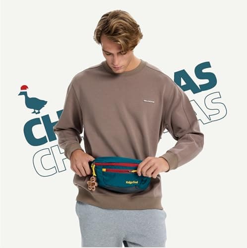 Ultralight Travel Bum Bag 2.5L, Large Water Resistant Waist Pack for Men & Women (Christmas Edition) — view 3