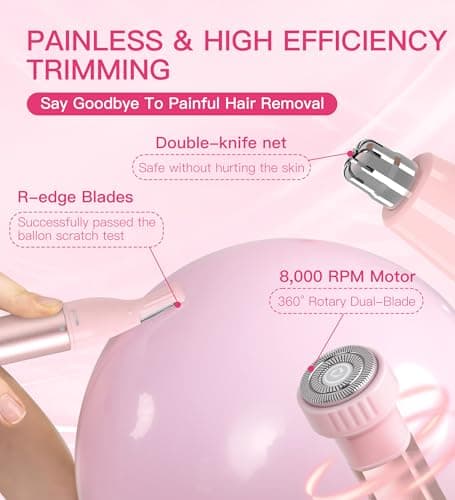 Hebeca Nose Hair Trimmer for Women - 3 in1 Facial Hair Remover - Eyebrow Trimmer Women Rechargeable Waterproof Portable Lady Face Shaver with Travel Bag — view 4