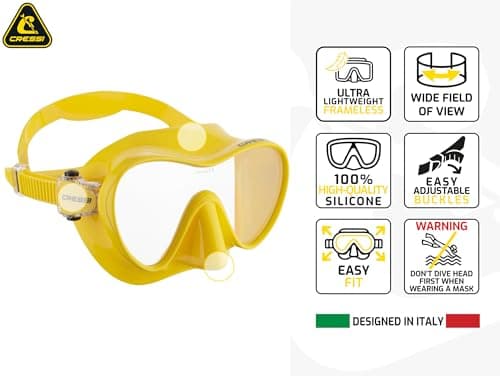 Cressi F1 Frameless Diving Mask - Anti-Fog Tempered Glass Snorkel Mask - Silicone Skirt for Secure Scuba Fit - Adjustable Buckles for Diving & Snorkelling - Transparent - One Size — view 3