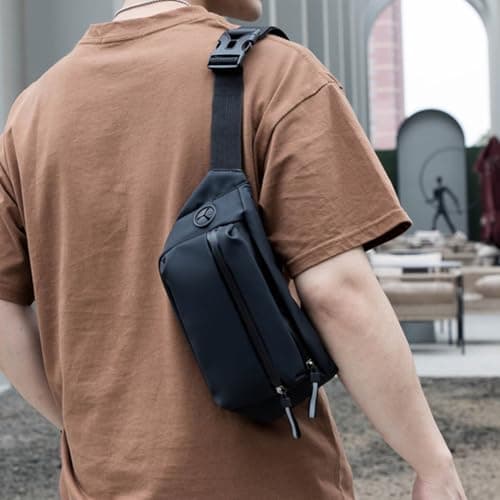 DEEPCRAFF Anti-Lost Waist Pack Adjustable Men Waist Bag Waterproof Polyester Oxford Cloth Black for Sports Travel Cell Phone Protection — view 6