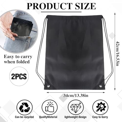 Motrijuka 2 Pack Waterproof Drawstring Bags for Gym, Travel, and Beach - Lightweight PE Material, Compact Storage, Unisex Design — view 2