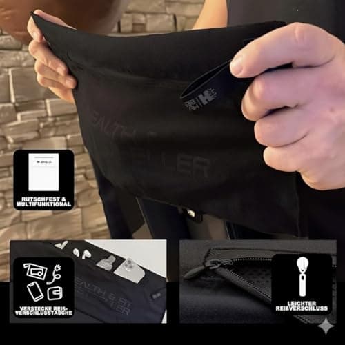 Health & Fit Premium Fitness Towel with Magnet & Zip Pocket - Microfibre Sports Towel, Quick-Drying & Compact, Ideal for Gym & Training (Grey) — view 3
