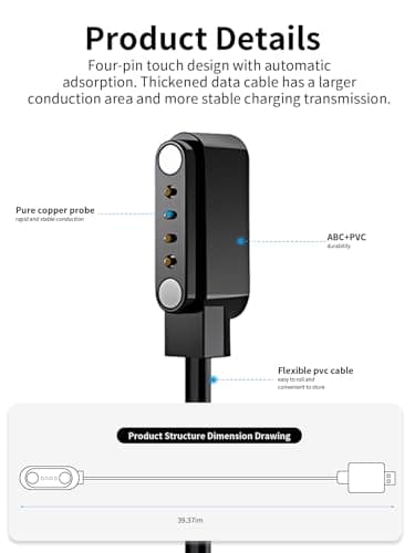 Charger Cable for LOBKIN X17,toergy Fast Charging USB Cable with Magnetic Attachment,Durable Lightweight Design,Portable Silicone Travel Storage Bag Included — view 3