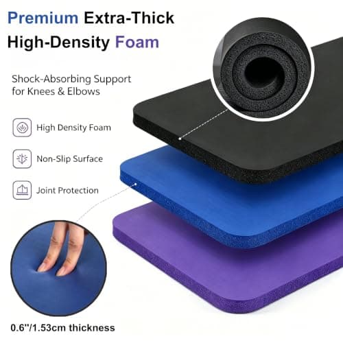 DEAYOU 3 Pack Yoga Knee Pads Cushion, Non Slip Exercise Mat for Pain Free Yoga, Extra-Thick Pilates Knee Mats, Portable Yoga Mat Accessory for Fitness, Elbows, Wrist, Forearms, 61×25×1.5 cm, 3-Color — view 4