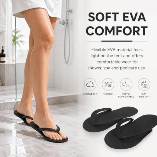 Beavorty Disposable Slippers for Women Men Foldable Pedicure Shower Shoes Quick Dry Non-Slip Bathroom Slides for Travel Hotel Spa Dorm and Home 12 Pairs — view 4