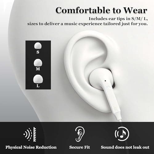 MAS CARNEY Wired Earphones for iPhone & Laptop, Passive Noise Isolation — view 4