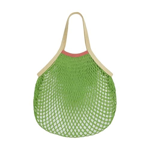 MUNSKT 1 Pc Reusable Mesh Shopping Net Bag with Liner - Organic Cotton Rope Net Bag for Fruits Vegetables, Washable Beach Bags