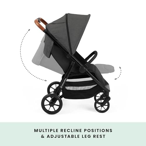 Ickle Bubba Stomp Stride Baby Stroller, Lightweight Travel Stroller & Pushchair with Extra Large Seat, Multi-Terrain EVA Wheels, UPF50+ Extendable Hood & Raincover, Birth to 22kg, Charcoal Grey — view 4