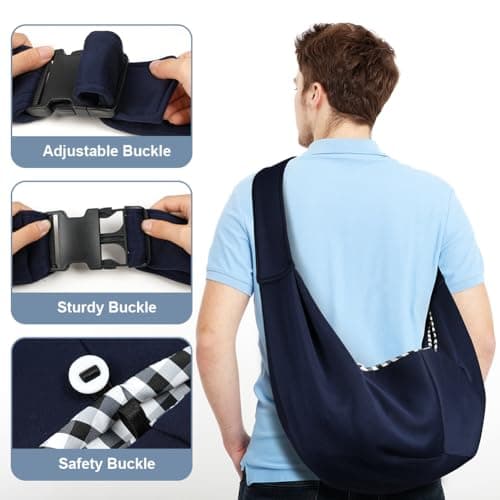 Adiwo Dog Carrier Bag Dog Sling, Reversible Hands-free Puppy Carrier for Small & Medium Dog Cat, Soft Breathable Dog Carrier Slings, Adjustable Shoulder Strap Pet Bag For Outdoor Walking Travel — view 5