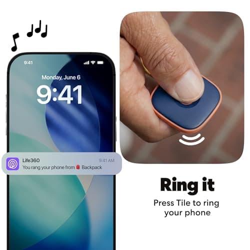Life360 Tile - Bluetooth Tracker, Keys Finder and Item Locator for Keys, Bags and More. Phone Finder. Both iOS and Android Compatible. 1-Pack (Navy Blaze) — view 5